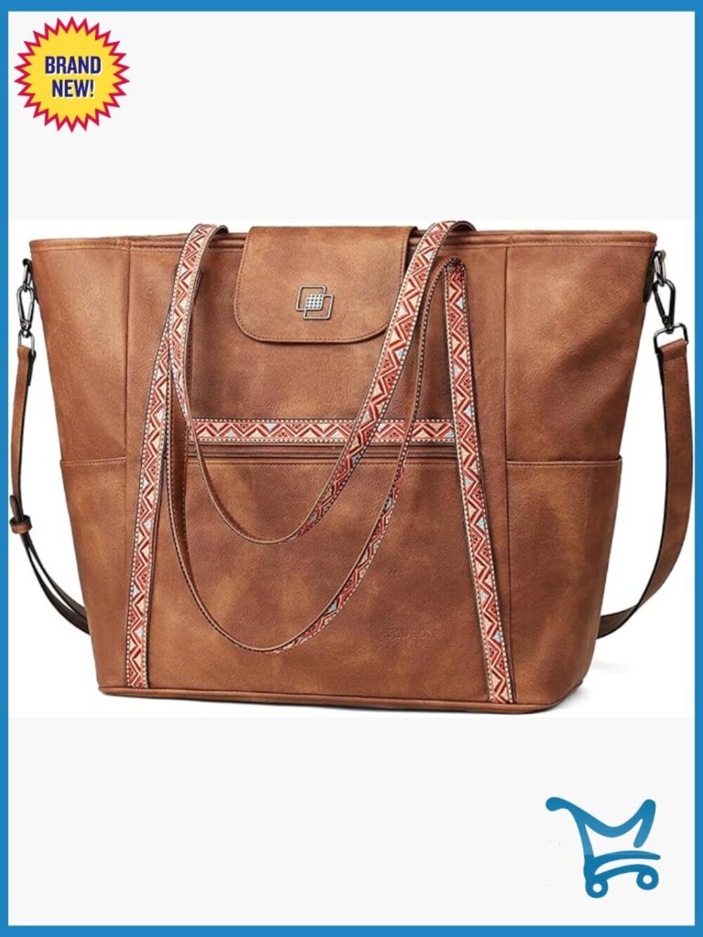 Large Convertible Laptop Tote Bag with 10 Pockets Faux Leather Backpack